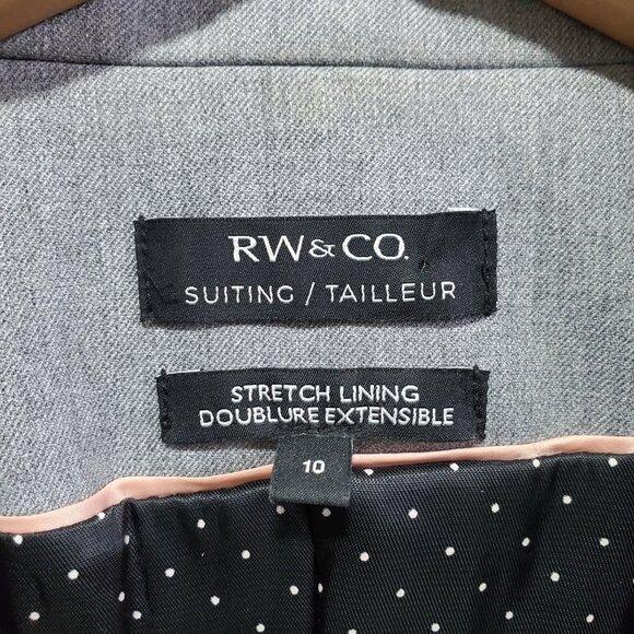 RW & CO. RW&CO. One Button Fitted Blazer Suiting Stretch Lined Grey Women 10 - Picture 11 of 14